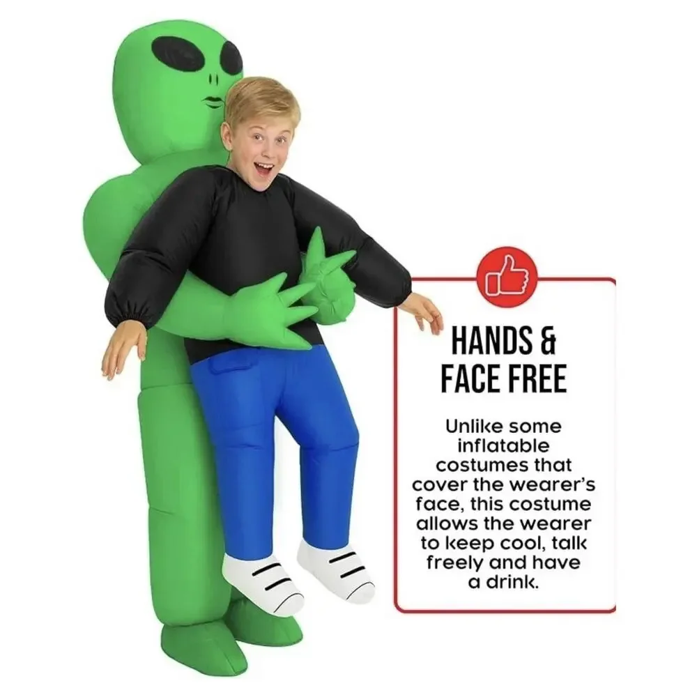 Kids Inflatable Alien Costume Boys Girls Blow Up Pick Me Up Suit Halloween